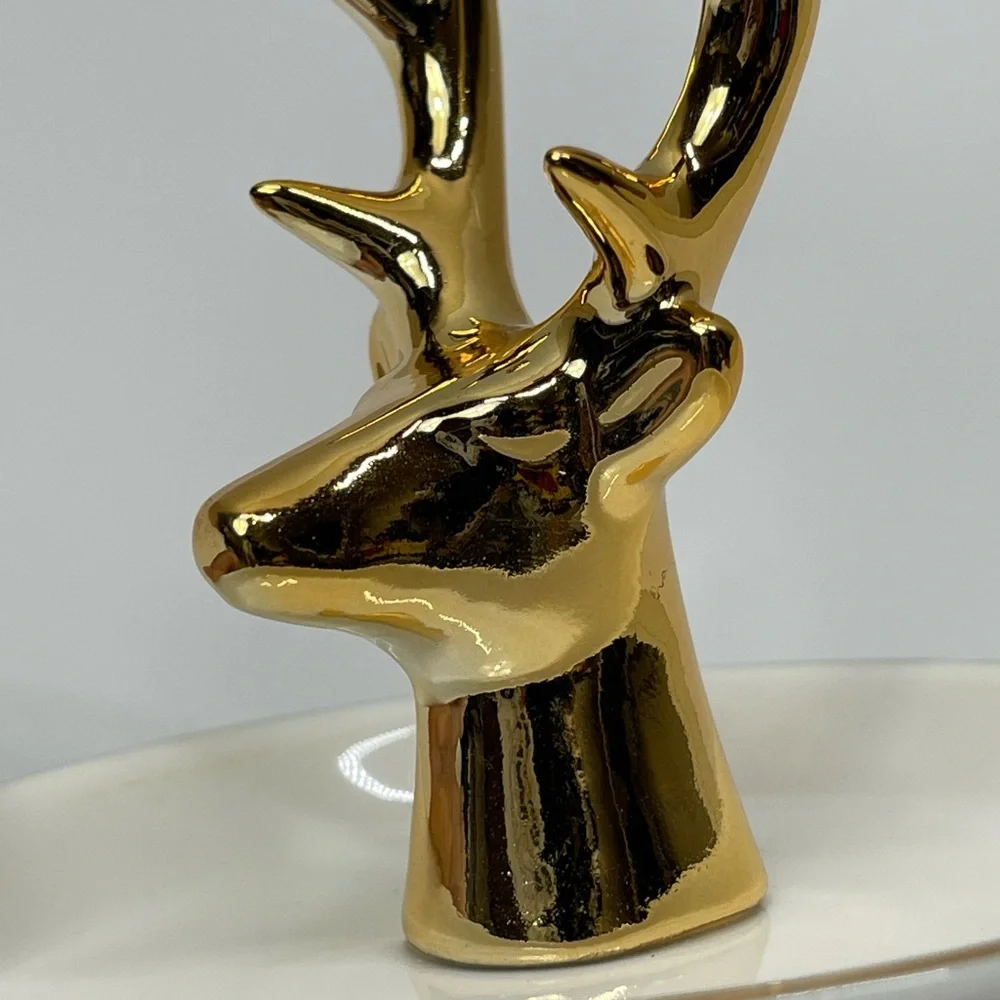 Deer Ring Display Holder Mini Trinket Tray Jewelry Ceramic Dish Pendant Case mom - Picture 11 of 17